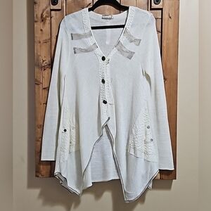 Caty Lesca Knit Lace Cardigan Sweater Size 3